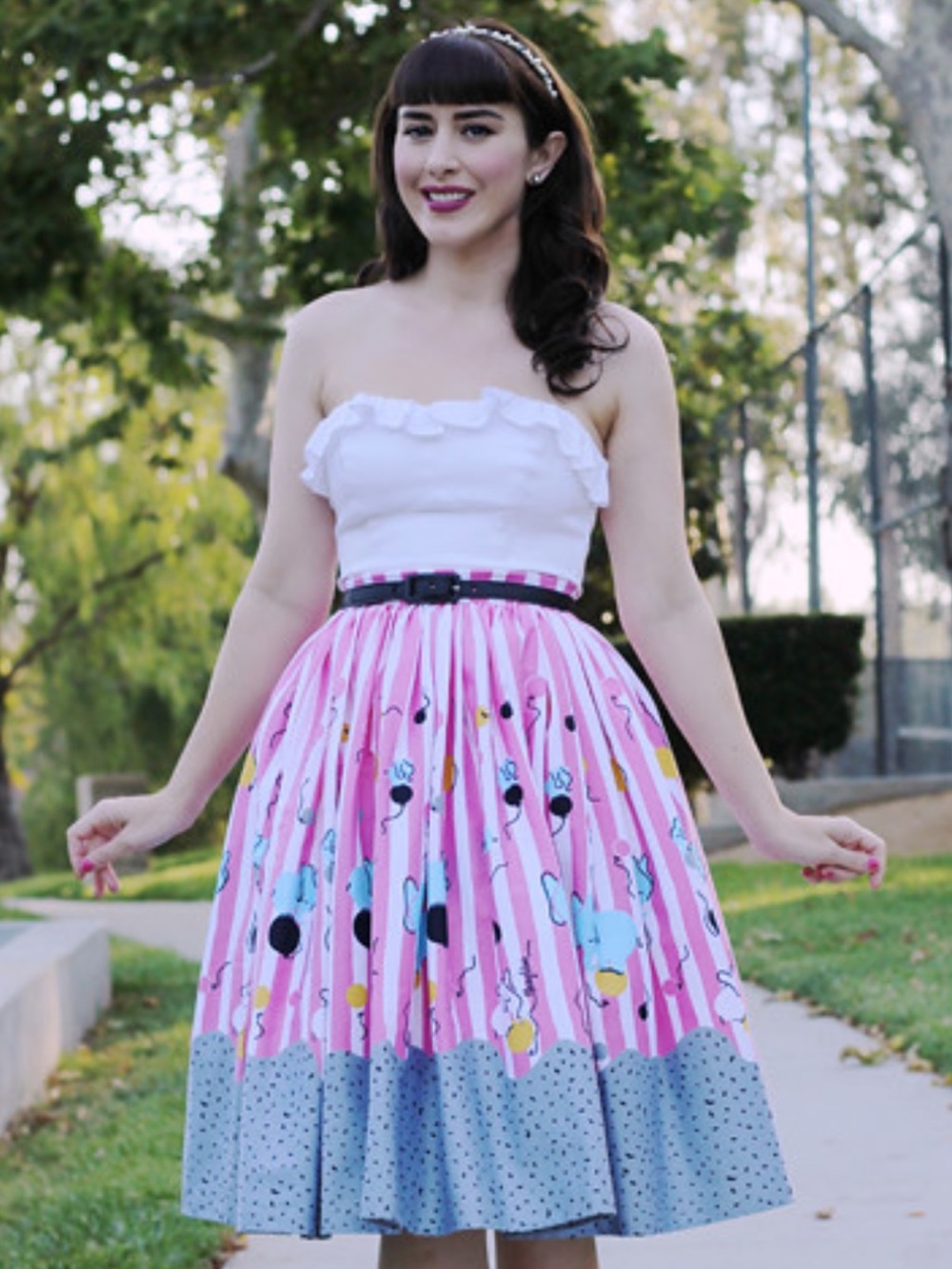 Pinup Couture Mary Blair Jenny Skirt Circus Elephant Print Skirt NWT